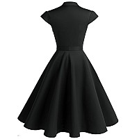 Wedtrend Black Church Dress For Women Cap Sleeve 50S Dresses Vintage Cocktail Swing Dresses 1950S Audrey Hepburn Style Dress