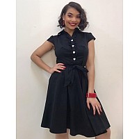 Wedtrend Black Church Dress For Women Cap Sleeve 50S Dresses Vintage Cocktail Swing Dresses 1950S Audrey Hepburn Style Dress