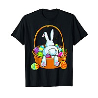 Easter Bunny Rabbit Eggs Basket Egg Hunt Women Kids Gift Tshirt