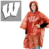 NCAA Wisconsin Badgers Rain Poncho, Team Colors, One Size