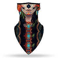 Yayourel Halloween Mask Halloween Masks For Adults Skull Mask Skeleton Bandana Neck Gaiter Face Mask Covering Ear Loop Hole Tria