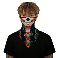 Yayourel Halloween Mask Halloween Masks For Adults Skull Mask Skeleton Bandana Neck Gaiter Face Mask Covering Ear Loop Hole Tria