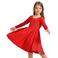 Stelle Long Sleeve Girls Dress Toddler Fall Dresses Skater Twirl Cotton Aline Dress For School Casual Holiday Halloweenred 7