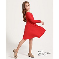 Stelle Long Sleeve Girls Dress Toddler Fall Dresses Skater Twirl Cotton Aline Dress For School Casual Holiday Halloweenred 7