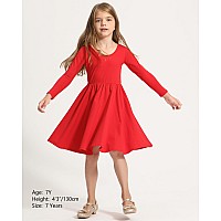 Stelle Long Sleeve Girls Dress Toddler Fall Dresses Skater Twirl Cotton Aline Dress For School Casual Holiday Halloweenred 7