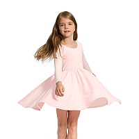 Stelle Long Sleeve Girls Dress Toddler Fall Dresses Skater Twirl Cotton Aline Dress For School Casual Holiday Halloweenpink 7