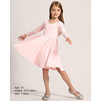 Stelle Long Sleeve Girls Dress Toddler Fall Dresses Skater Twirl Cotton Aline Dress For School Casual Holiday Halloweenpink 7