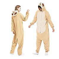 Iii Hhons Sloth Costume Adult Onesie Adult Animal Halloween Cosplay Sleepwear Brown Onesies Christmas