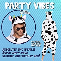 Funziez Adult Onesie Halloween Costume Animal And Sea Creature Plush One Piece Cosplay Suit For Adults Men And Women Cow