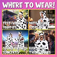 Funziez Adult Onesie Halloween Costume Animal And Sea Creature Plush One Piece Cosplay Suit For Adults Men And Women Cow