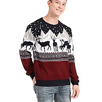 V28 Mens Christmas Reindeer Snowman Penguin Santa And Snowflake Sweater Small Deermountainsred