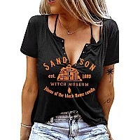 Vkegnio Sanderson Sisters Halloween Shirt Women Sanderson Bed And Breakfast Tee Hocus Pocus Tshirt Fall Casual Vneck Shirtslar