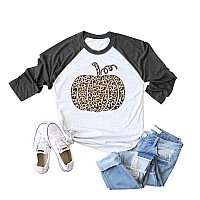 Leopard Pumpkin Shirts For Women Funny Halloween Clothing Fall Tshirts Top M Burnt Black1