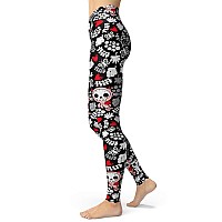 Sissycos Womens Candy Skull Printed Leggings Ultra Soft Halloween Stretchy Pants Cute Skulls Smalllarge