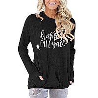 Halloween Sweatshirts For Women Happy Fall Yall Crewneck Casual Cute Loose Fitting Fall Tops T Shirt With Pocketsblackxlarge