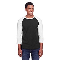 Unisex Premium Blend Ring-Spun 34 Sleeve Raglan T-Shirt - WHITE cHAR HTHR - 3XL(D0102H7M0gP)