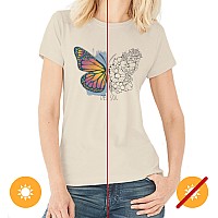 Del Sol Color Changing Women's XL Tee - Butterfly Floral