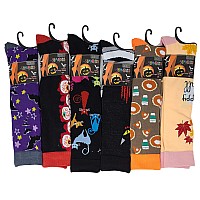 Sumona 6 Pairs Womens Fancy Design Multi Colorful Patterned Knee High Socks Halloweenfall