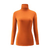 Kindcall Velma Costume Casual Halloween Turtleneck Tops Lightweight Long Sleeve Soft Thermal Shirts For Women Orange Xsmall