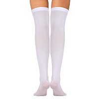 4 Pairs Womens Silk Thigh High Stockings Nylon Socks For Women Halloween Cosplay Costume Party Tights Accessory White Skin Co