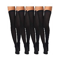 4 Pairs Womens Silk Thigh High Stockings Nylon Socks For Women Halloween Cosplay Costume Party Tights Accessory Blackf Size