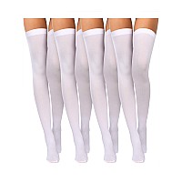 Boao 4 Pairs Womens Silk Thigh High Stockings Nylon Socks For Women Halloween Cosplay Costume Party Tights Accessory Whitef S