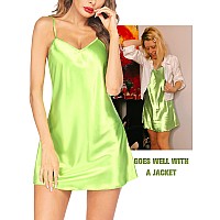 Avidlove Halloween Lingerie For Women Satin Nightgown Sexy Sleepwear Full Slip Babydoll Dress Silky Chemise Fluorescent Green