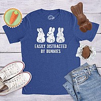 Mens Easily Distracted By Bunnies T Shirt Funny Rabbit Party Gift For Basket Mens Funny T Shirts Easter T Shirt For Men Funny An