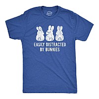 Mens Easily Distracted By Bunnies T Shirt Funny Rabbit Party Gift For Basket Mens Funny T Shirts Easter T Shirt For Men Funny An