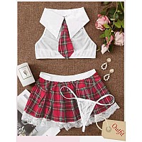 Avidlove Womens Costume Lingerie Roleplay Skirt Set Top Shirt And Mini Skirt Sexy Halloween Outfits White 4Xl