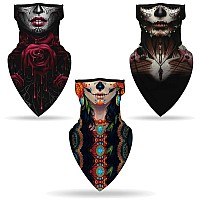 Halloween Mask Scary Mask Halloween Masks For Adults Skull Mask 3 Pcs Skeleton Bandana Neck Gaiter Face Mask Covering Ear Loop H