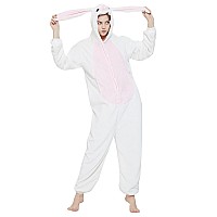 Abenca Easter Bunny Onesie Pajamas For Unisex Adult Cartoon One Piece Animal Rabbit Halloween Christmas Cosplay Costumewhite Bu