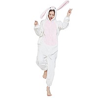 Abenca Easter Bunny Onesie Pajamas For Unisex Adult Cartoon One Piece Animal Rabbit Halloween Christmas Cosplay Costumewhite Bu