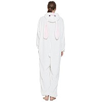 Abenca Easter Bunny Onesie Pajamas For Unisex Adult Cartoon One Piece Animal Rabbit Halloween Christmas Cosplay Costumewhite Bu