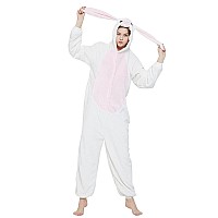 Abenca Easter Bunny Onesie Pajamas For Unisex Adult Cartoon One Piece Animal Rabbit Halloween Christmas Cosplay Costumewhite Bu