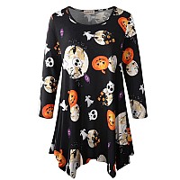 Larace 34 Sleeve Plus Size Tops Halloween Shirts For Womens Pumpkin Tunic Costumes Asymmetrical Loose Clothesflower42 6X