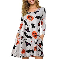 Zennilo Womens Loose Fit Casual Swing Halloween Tshirt Dress With Pocketsflower41M