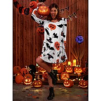 Zennilo Womens Loose Fit Casual Swing Halloween Tshirt Dress With Pocketsflower41M