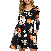 Zennilo Womens Loose Fit Casual Swing Halloween Tshirt Dress With Pocketsflower42M