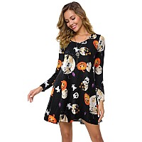 Zennilo Womens Loose Fit Casual Swing Halloween Tshirt Dress With Pocketsflower42M