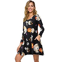 Zennilo Womens Loose Fit Casual Swing Halloween Tshirt Dress With Pocketsflower42M