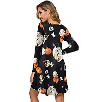 Zennilo Womens Loose Fit Casual Swing Halloween Tshirt Dress With Pocketsflower42M