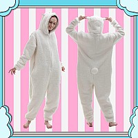 Cosusket Snug Fit Adult Alpaca Oneise Pajamas Halloween Sherpa Womens Cosplay One Piece Animal Costume Beige