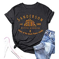 Halloween T Shirt Women Sanderson Letter Print Graphic Tshirt Hocus Pocus Tees Tops Grey