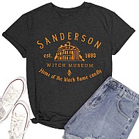 Halloween T Shirt Women Sanderson Letter Print Graphic Tshirt Hocus Pocus Tees Tops Grey