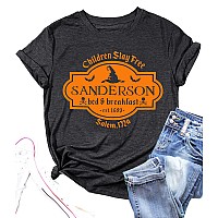 Halloween T Shirt Women Sanderson Letter Print Graphic Tshirt Hocus Pocus Tees Topsgrey1Small