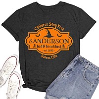 Halloween T Shirt Women Sanderson Letter Print Graphic Tshirt Hocus Pocus Tees Topsgrey1Small