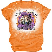 Its Just A Bunch Of Hocus Pocus Tshirt Women Halloween Sanderson Sisters Bleached Shirt Fall Short Sleeve Tops As Shown L