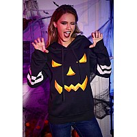 Womens Halloween Graphic Print Pullover Sweatshirts Long Sleeves Spooky Funny Hoodie Black Pumpkin Xl