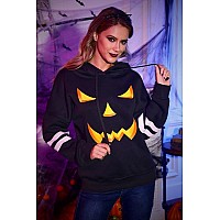 Womens Halloween Graphic Print Pullover Sweatshirts Long Sleeves Spooky Funny Hoodie Black Pumpkin Xl